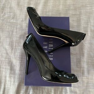 Stuart Weitzman patent leather, peep toe heels, good condition, size 8.5.